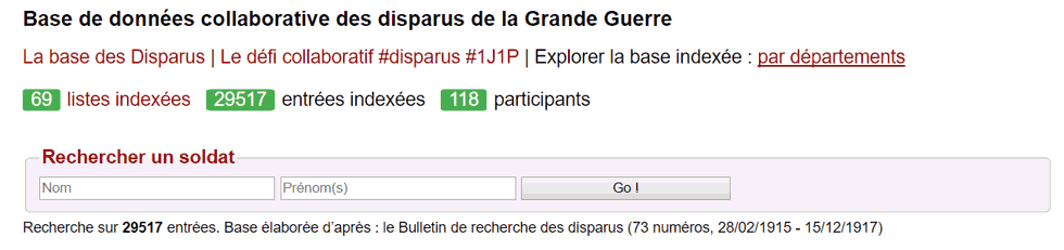 Base de données collaboratives des Disparus de la Grande Guerre